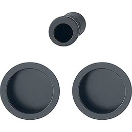 HOPPE Sliding Door Handle Set of 2 Blind Rosette BL Round with Star Pull Handle Aluminium Black Matt