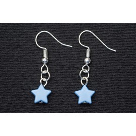 Miniblings Star Earrings Hanging Star Lucky Christmas Winter Advent Small Blue Handmade Fashion Jewellery I Earrings Silver Plated, Plastic
