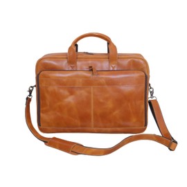 LAVAISH Full-Grain Leather Briefcase for Men & Women – 17 Inch Laptop Bag with Computer Compartment – Premium Leather Office Satchel, Business Messenger Bag, Work Bag for Professionals (Tan)