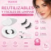 2 Pares Pestañas Magnéticas Natural Reutilizables +aplicador