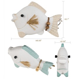 SAILINGSTORY Wooden Fish Decor Coastal Beach Decoration for Home Lake House Decor Set of 2 Pack