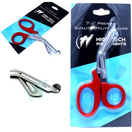 PARAMEDIC UTILITY RED BANDAGE FIRST AID TRAUMA EMT EMS SHEARS SCISSORS 7.25 INCH STAINLESS STEEL ( HTI BRAND)