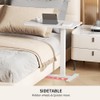 CROWNFURN Overbed Bedside Table with Wheels,Adjustable Pneumatic Standing Laptop Desk,Mobile