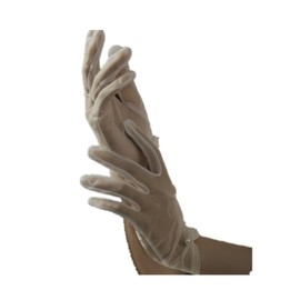 ZHUXILUDAO Women's lace gloves Vintage wedding bride Opera Pearl bow gloves (yarn, One size)