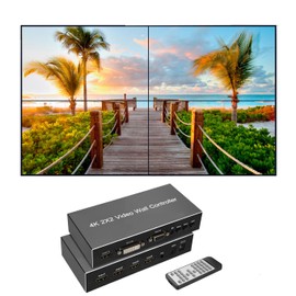 LMYANG 4K@30HZ 2x2 Controlador Video Wall Controller HDMI Entradas 4 HDMI Soporte de rotación de 90 180 270 Grados Soporte 1X2 2X1 2X2 1X3 3X1 1X4 4X1