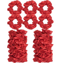 24 PCS Shiny Metallic Hair Scrunchies Bulk, Cheer Scrunchies Hair Accessories Cheerleading Hair Ties Elastics for Women Cheerleading Teams (Red)