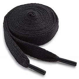 OrthoStep Cotton Wide Flat Athletic 45 inch Black Shoelaces - shoe laces and Sports Shoelaces 2 Pair Pack