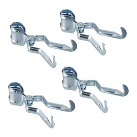 Relaxdays Camping Clamp Hooks, Set of 4, Hooks for Tent Poles, up to 25 mm, Metal, Tent Clothes Hooks for Clamping, Silver