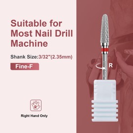 Cnynail 3/32" 2PCS Clean Cone Bits Fine Grit Carbide Cuticle Cleaner Bit for Electric Nail Drills – Professional Manicure Tool for Nail Salons and Home Use (F Grit. Silver)