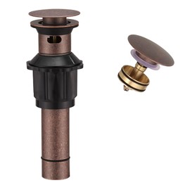 Bathfinesse Copper Bathroom Sink Drain, Pop Up Drain for Bathroom Sink, Sink Drain Stopper with Overflow, Copper