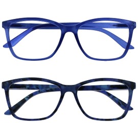 Die Lesebrille Company Bright Blue & Tortoiseshell Reader Pack of 2 Large Men's Spring Hinges RR51-33T +1.00