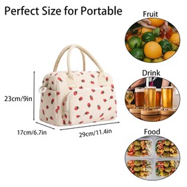 Lunch Bag for Women Insulated Lunch Box Adult Leakproof Portable Cooler Tote Bags for Work Picnic (Strawberry Pattern)