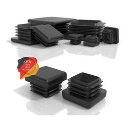 PD PD? Lamellenstopfen 25x25 mm fr Vierkantrohr - Vierkant Endkappen aus PE Kunststoff - Rohrstopfen zur Rohrabdeckung von Stahlrohr, Edelstahlrohr, Alurohr & Aluprofil - Quadratstopfen Schwarz - 4 Stk.