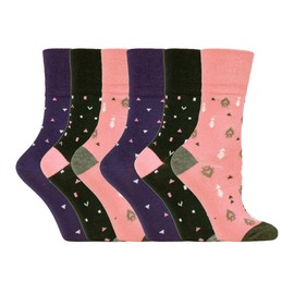Gentle Grip - Pack of 6 Women's Cotton Pure Pattern Without Rubber Socks with Design 37-42 EU, Gg205