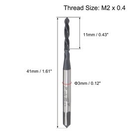 Boxonly Spiral Flute Thread Tap M2 x 0.4mm, for Processing Blind Holes and Sticky Materials, HSS Nitriding Coated, H2 Tolerance, Metric Machine Threading Tap Screw Thread Tapping Tool, 1pcs