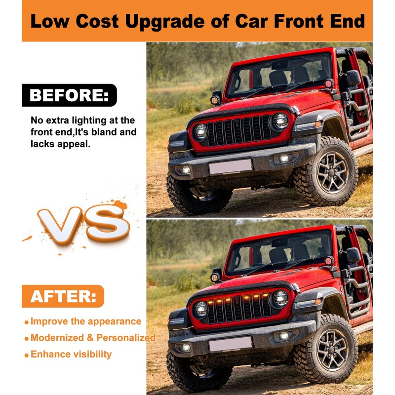 Grill Lights for Jeep Wrangler JL JLU Front Bumper Grille