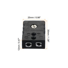 sourcing map J Type Thermocouple Wire Connectors Female Plug Adapter Round Pin Temperature 220°C(428°F) for Thermocouple Sensor Probe Black 1pcs