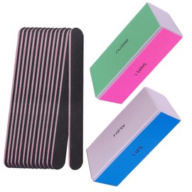 Yamobi Pack of 12 Buffer for Nails, Nail Files for Gel Nails, Professional Nail Buffer Blocks, Polishing Blocks for Gel Nails, Washable Nail Files for Polishing and Shine