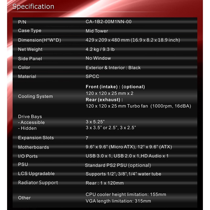 Thermaltake Versa H21 SPCC ATX Mid Tower Computer Chassis CA-1B2-00M1NN-00,Black