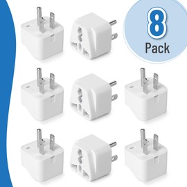 Bates- Universal Adapter, 8 Pack, White Travel Adapter, UK to US Plug Adapter, Universal Plug Adapter Plug, Universal Travel Adapter, European to American Plug Adapter, Europe to US Plug Adapter