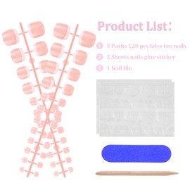 140 PCS French False Toe Nails, French Square Press on Toenails Solid Color Press on Nails Soft Gel False Toenail Extension Short Square Full Cover Fake Nails for Women Girls DIY Nail Art Salon