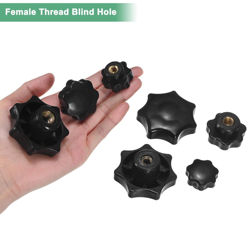 M METERXITY 6-Pack 7 Star Knobs, M12 Female Thread 60mm