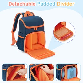 LoDrid Backpack Compatible with Tonie, Portable Bag for Audio Player Starter Set, Carrying Case with 3 Clear Pockets for Figures Display and multiple Pockets for Charger Headphone, Blue, Bag Only