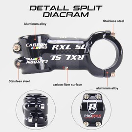 RXL SL Carbon Road Bike Stem, Bicycle Stem Carbon 31.8 mm Mountain Bike Stem, Black, 3K Glossy, 100 mm