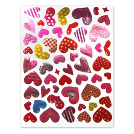 Heart Stickers YS-035 Mixed Colorful Valentine's Day 1 Sheet 53 Sheets x 10 Sheets Included Glitter Puffy Round