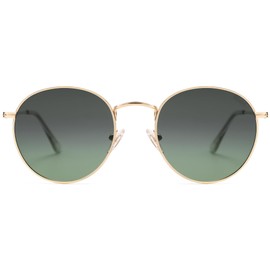 SOJOS Small Round Polarized Sunglasses for Women Men Classic Vintage Retro Shades UV400 SJ1014,Gold/Gradient Green