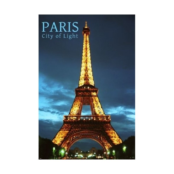 PARIS city of LIGHT inspirational POSTER 24X36 EIFFEL TOWER lit