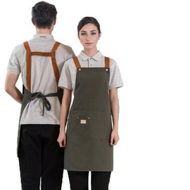 QUARRYUS Chef Apron with Pockets - Professional Cooking Grilling BBQ Waterproof Aprons, Heavy Duty Cotton, Extra Long, Adjustable Neck & Waist,UNISEX