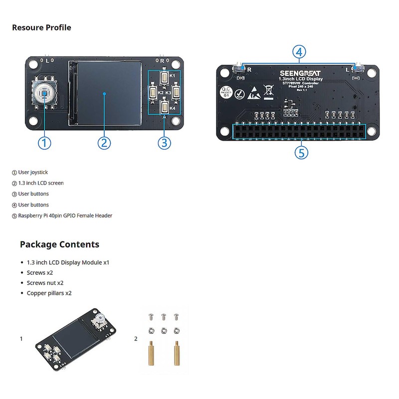 XICOOLEE 1.3 inch LCD Display Module, Embedded ST7789 Driver, 240