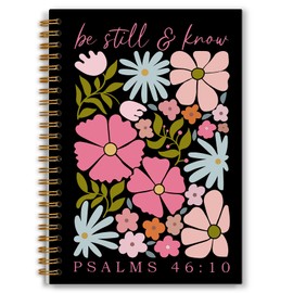 Foritho Boho Christian Floral Notebook, Bible Verse Journal, Religious Prayer Floral Aesthetic Journal for Writing, Scripture Psalms 46:10 Spiral Notebook 5.5x8.3 Inch