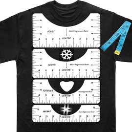 Tshirt Ruler Guide for HTV Vinyl Heat Transfer Vinyl and Sublimation, 4Pcs T-Shirt Alignment Tool with 1Pcs Measuring Tape, Adult Youth Toddler Infant Shirt Centering Ruler Set (White)