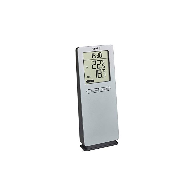TFA Wireless Thermometer, Indoor Temperature, Outdoor Temperature, Time, Up to
