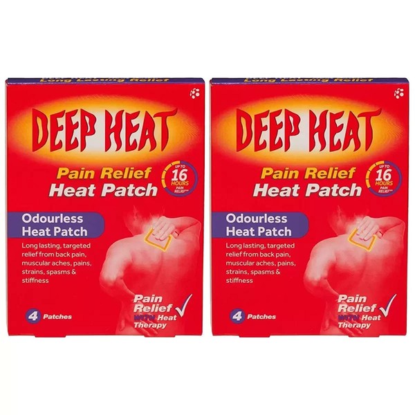 Deep Heat Pain Relief Heat Patches | Pain Relief with Heat Therapy | 4 Patches (Pack of 2)