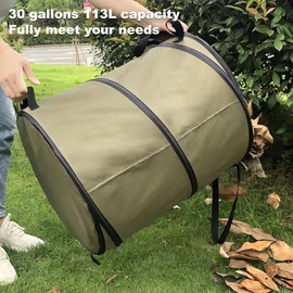 30 Gallon Collapsible Garden Waste Bag, Reusable Yard Leaf Bag Holder for Lawn Pool Garden Camping Trash Debris Bag