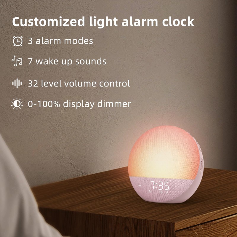 Odokee Sunrise Alarm Clock White Noise Machine: Natural Wake Up