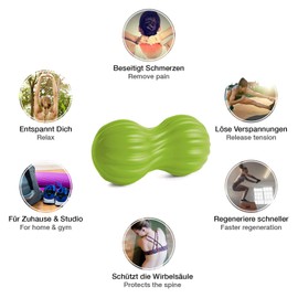 PINOFIT Fascia Duoball Wave - Fascia Ball for Massage and Regeneration of Muscles in Neck and Back - Massage Ball (Lime)