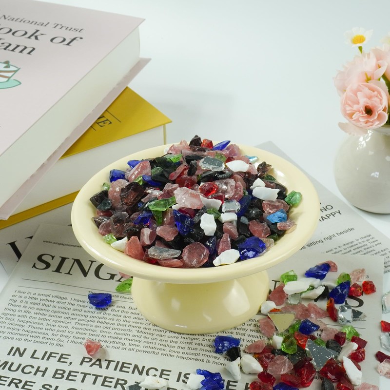 1 Lb Transparent,Large Decorative Sea Glass,Glass Granules Crafts,Irregular Sea Glass