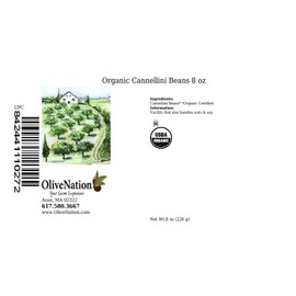 OliveNation Organic White Cannellini Beans, Dry White Kidney Beans, Non-GMO, Gluten Free, Vegan - 8 ounces