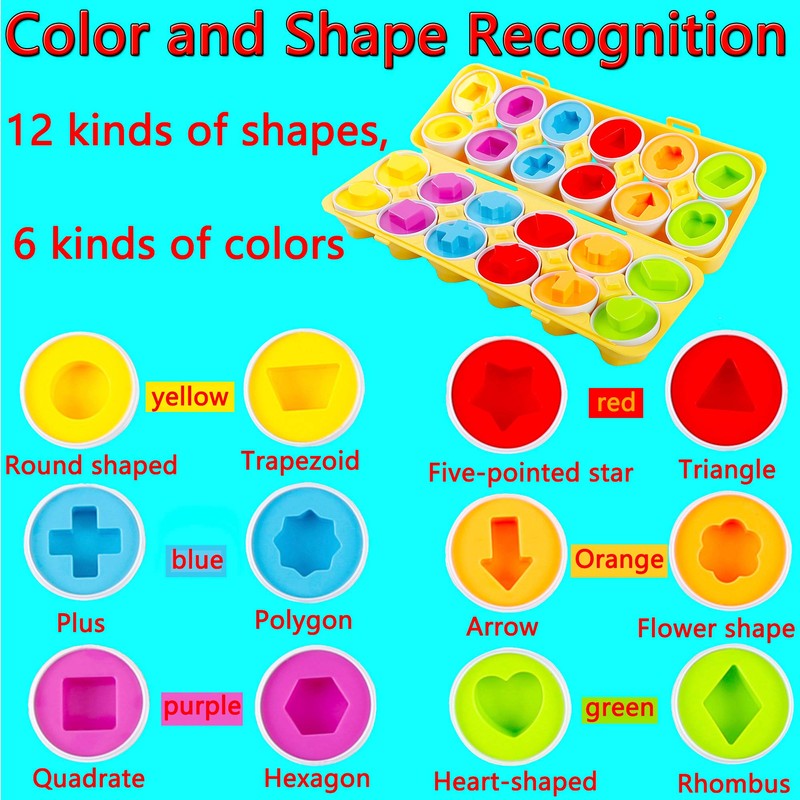 HVDHYY Children’s Toy Eggs, Easter Eggs, 2-In-1 Colour and Shape