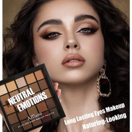 Afflano Neutral Eyeshadow Palette Nude Tones 25 Colours, Professional Long-Lasting Nude Eyeshadow Palette Makeup, Vegan Warm Matt Glitter Shimmer Brown Earth Eyeshadow Palette Pigmented