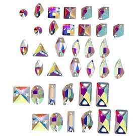 Tofficu 100pcs Flat Back Sew On Rhinestones for DIY Clothing Decor White AB Waterdrop Marquise Hand Sewing Gems for Crafts Dress Embellishment