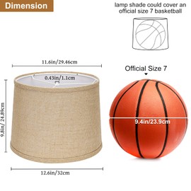 Lampshades Set of 2, Fabric Burlap Lampshades 11.6" Top x 12.6" Bottom x 9.8" High, Brown Drum Lampshades for Table Lamps, Floor Lamps (Spider Fitter), Natural Linen Hand Crafted, Assembly Required