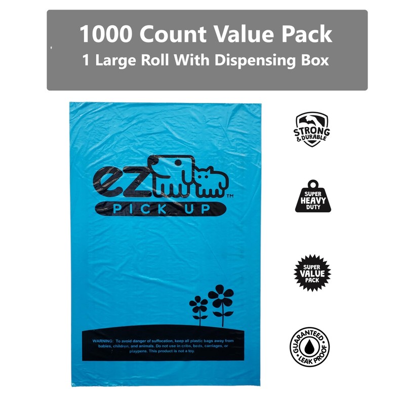 EZ Pickup 1000 Count Dog Waste Bags, Poop Bags