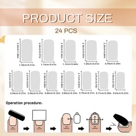 GlamRays Pack of 24 French Tip Press On Nails with Charms, Medium False Nails, Red White French Nails, Nail Press-Ons, Adorable Bow, Acrylic Nails, Heart Nails