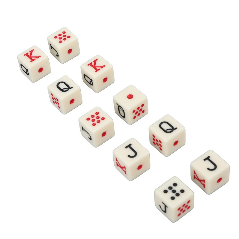 Pack of 20 Spanish Poker Dice, 6-Sided Poker Dice, Spanish