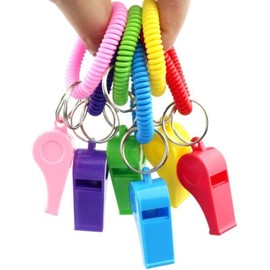 Kryoflare Sports Whistle with Coil Bracelet, Pink Plastic Keychain for Coaches, Referees, Soccer, Outdoor Activities